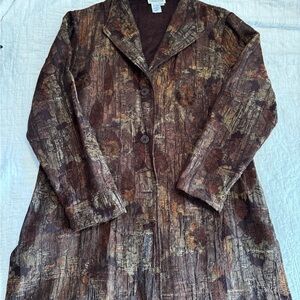Coldwater Creek Earthy Tones Mid Length Trench Coat or Topper Art to Wear